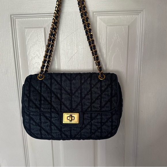Karl Lagerfeld Agyness Denim Quilted Bag - Picture 2 of 7